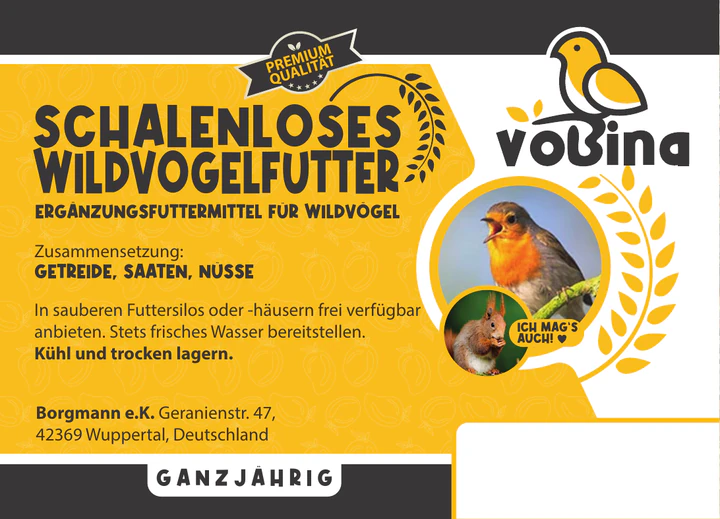 Vobina Schalenloses Wildvogelfutter