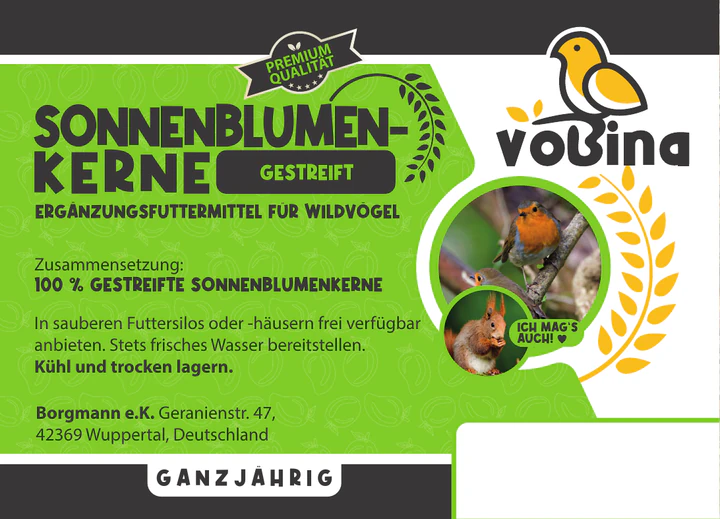 Vobina Sonnenblumenkerne gestreift