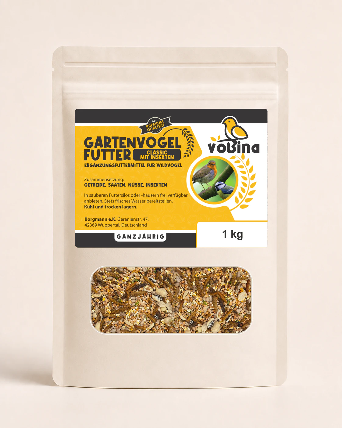 Gartenvogelfutter Classic mit Insekten von Vobina